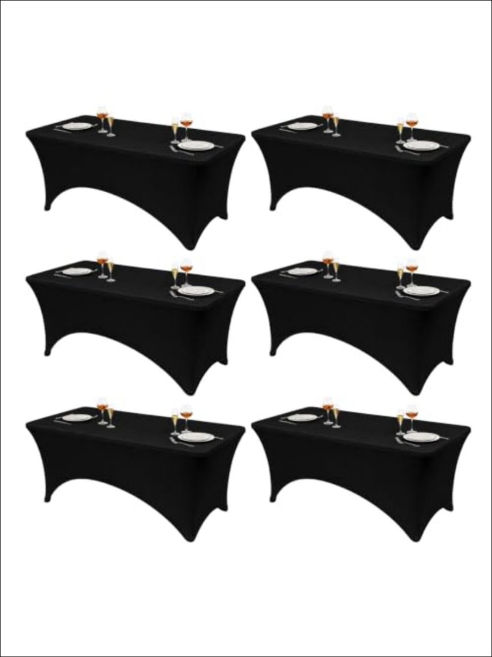 6 Pack Spandex Tablecloth 6ft Rectangle Stretch Fitted Table Cover